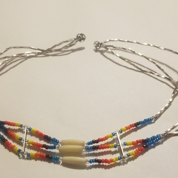 Native American style hand made 3 row chocker - Picture 3 of 6